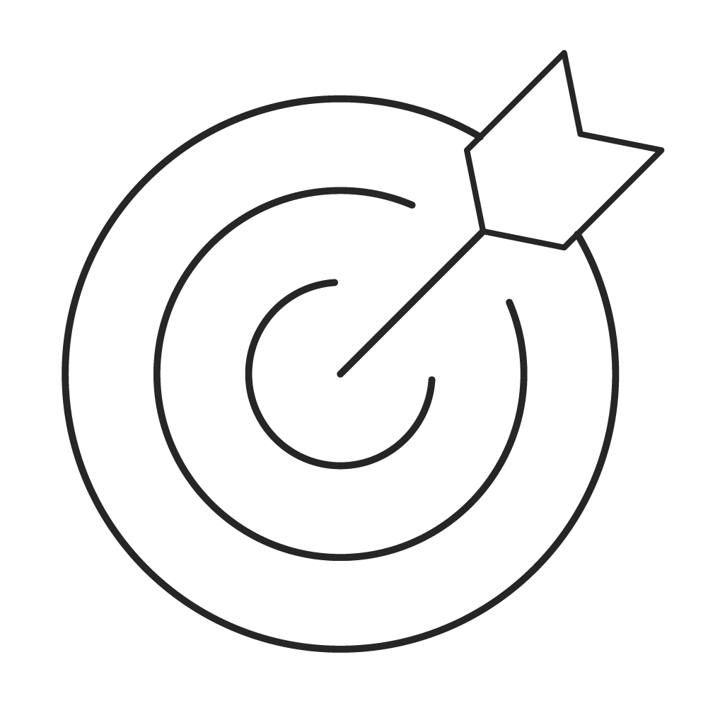 Target with an arrow in the center, outline design.